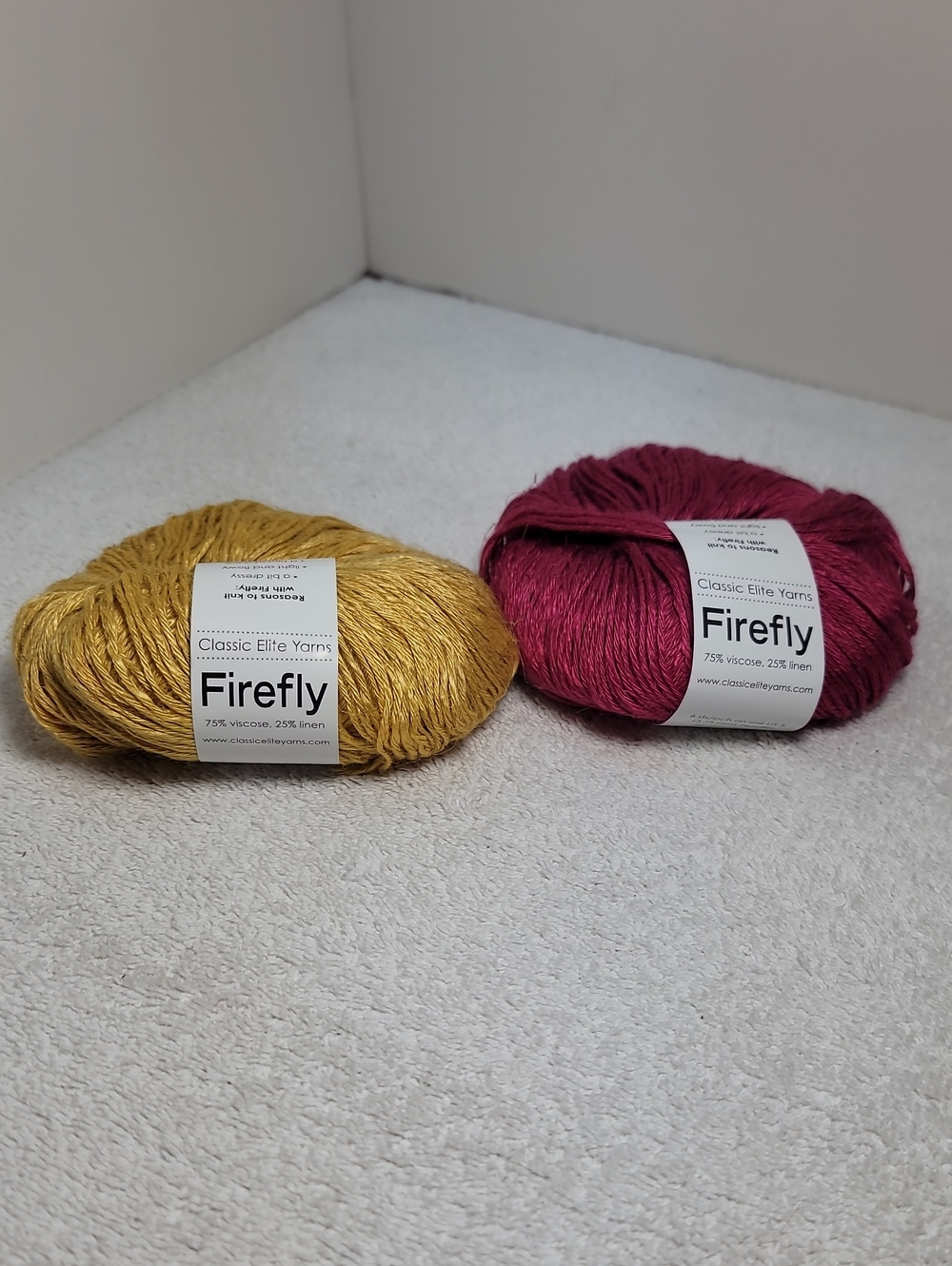 Firefly Yarn Duo in Mustard Yellow & Berry Pink 2 Balls NWT
